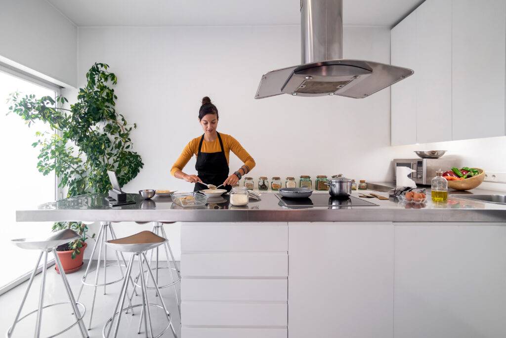 Cooking in Modern Kitchen